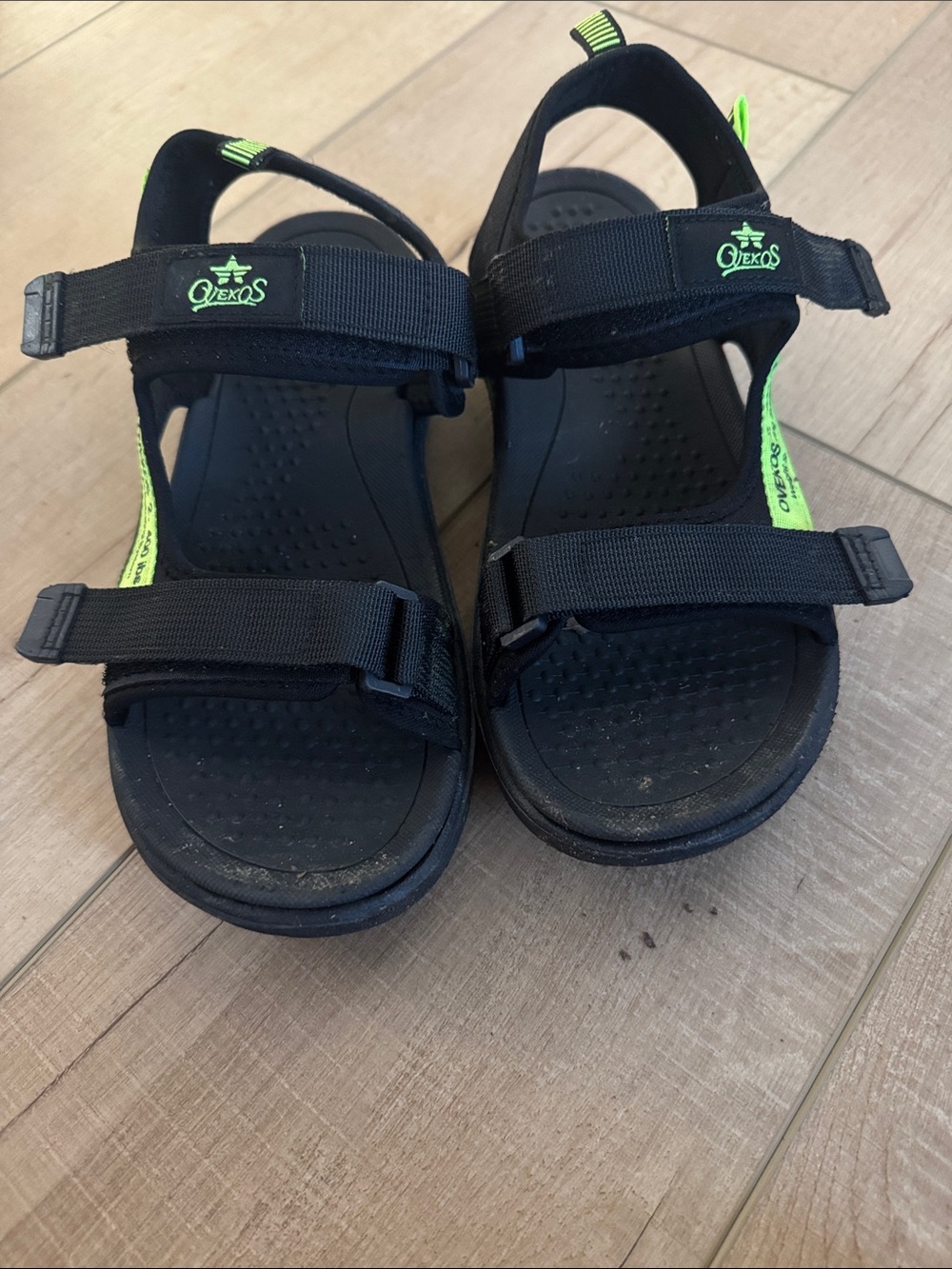 Amazon Black and Neon Green Kids Adjustable Strap Sandals
